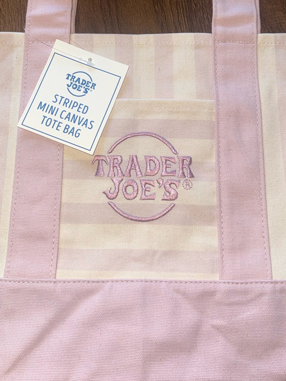 Trader Joe’s Pink Striped Canvas Tote Bag - Picture 2 of 3